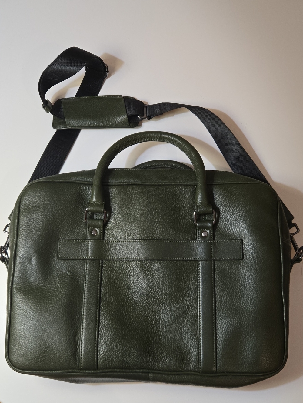 Olive Green Champs Leather Briefcase Shoulder Laptop Bag